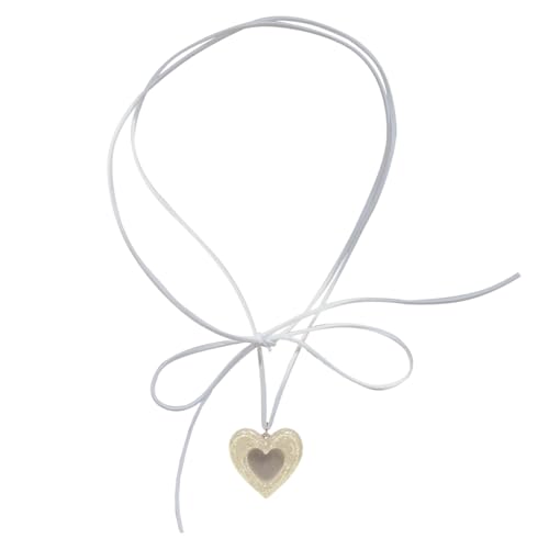 Mumuve Halsketten für Frauen, verstellbare Dopamin-Herz-Halskette, einzigartig, süß, cooles Band für Frauen, Herzanhänger, Schlüsselbeinkette, Schmuck, 150cm pendant 2.7*3.1cm, Acryl + Samtseil von Mumuve