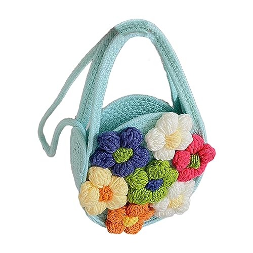 Mumuve Handgewebte Strandtasche, Blumenmuster, Umhängetasche, Geldbörse, Strandtasche, Handtasche für Mädchen, grün, As shown in the picture (error 1-3cm) von Mumuve