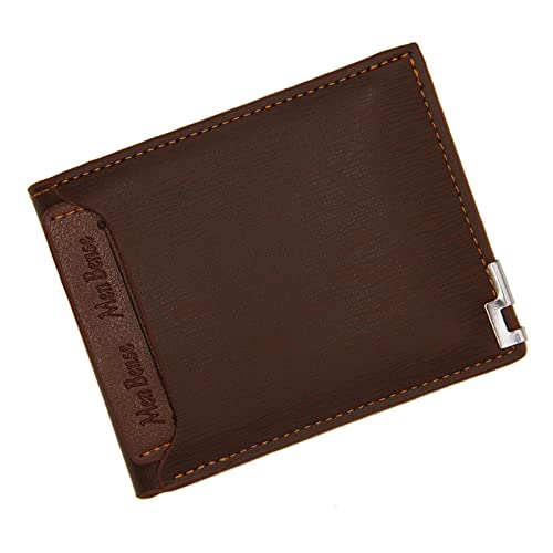 Mumuve Herren Geldbörse Leder Geldbörse Mode Kreditkartenhalter Einsätze Münzgeldbörse für Männer Business, helles kaffebraun, Size: app. 12 x 9.5cm / 4.72 x 3.74in von Mumuve