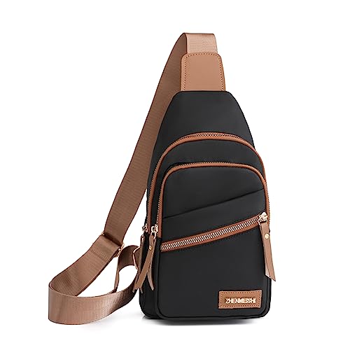 Mumuve Hüfttasche, Nylon, große Kapazität, modische Gürteltasche, Brusttasche, vielseitige Crossbody-Taillenpackung, Schultertasche, Schwarz , As shown in the picture (error 1-3cm) von Mumuve