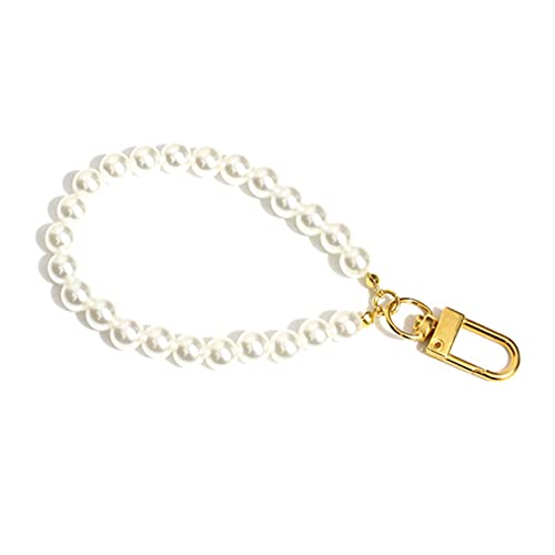 Mumuve Imination Schlüsselband mit Perlen für das Handgelenk, Schlüsselband, Handyhülle, modisches Schlüsselband, Dekorationen für Schlüssel, Geldbörse, Schnalle, Pearl chain length about 18cm von Mumuve