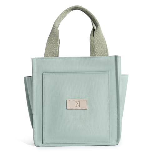Mumuve Japanische Damen-Handtasche aus Segeltuch, lässige Handtasche, mehrere Taschen, Griff oben, Arbeitstasche, grün, As shown in the picture (error 1-3cm) von Mumuve
