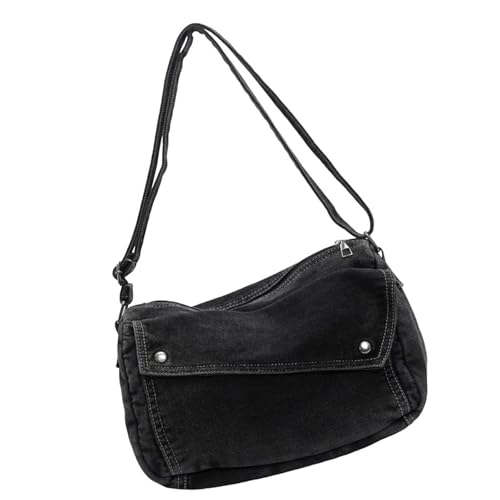 Mumuve Japanische Washed Jeans Crossbody Geldbörse Große Kapazität Schultertasche Casual Satchel für Herren u, Schwarz , As shown in the picture (1-3cm error) von Mumuve