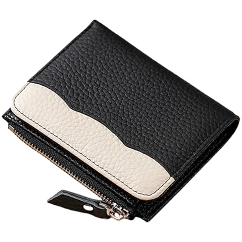 Mumuve Kompakte Damen Geldbörse mit Blockierung PU Leder Kleine Münzbörse Kurze Geldbörse Geldbörsen für Frauen, Schwarz , As shown in the picture (error 1-3cm) von Mumuve