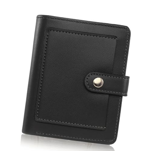 Mumuve Kompakte Damen-Geldbörse mit Schlüsselanhänger, Münzfach mit Reißverschluss und transparentem Fenster, Kartenhalter für den täglichen Gebrauch, Schwarz , 9*2*12cm von Mumuve