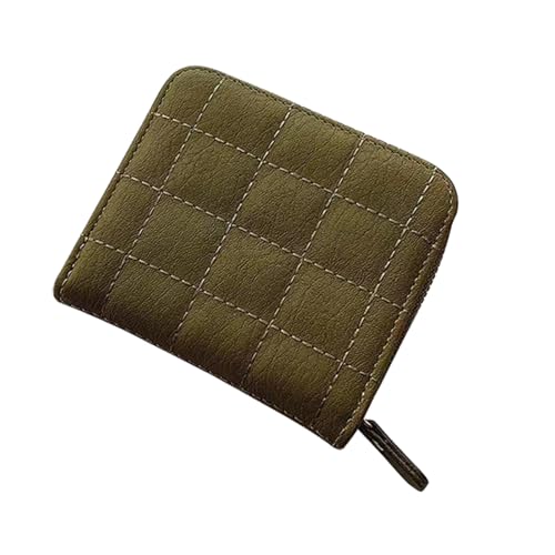 Mumuve Kompakte kleine Geldbörse für Damen, koreanische Münzbörse mit Reißverschluss, mit Stickerei, eleganter PU-Kartenhalter für den täglichen Gebrauch, grün, 11*10*3cm von Mumuve