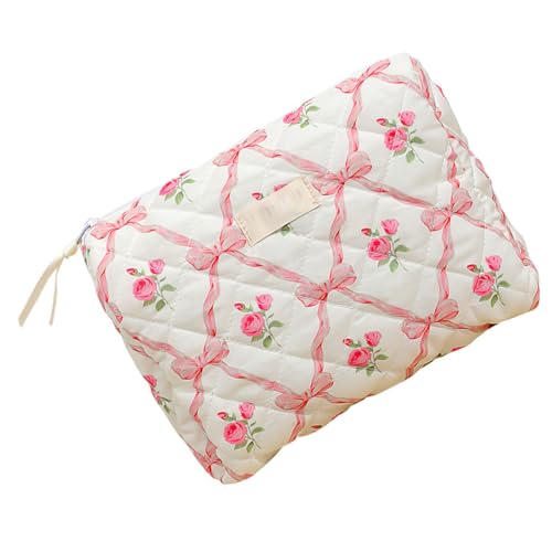 Mumuve Make-up-Tasche mit großem Fassungsvermögen, Reise-Kosmetiktasche, Schleifen, Kulturbeutel, Kulturbeutel, gesteppt, Kosmetik-Organizer, B, As shown in the picture (error 1-3cm) von Mumuve