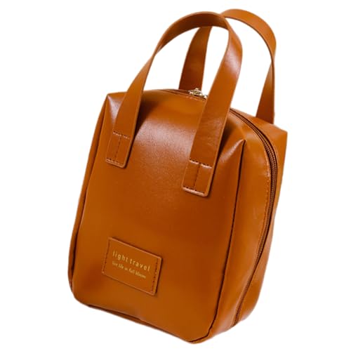 Mumuve Make-up-Tasche mit großem Fassungsvermögen für Damen, funktionale Reise-Kosmetiktasche mit mehrlagiger Aufbewahrung von Toilettenartikeln, mokkabraun, 16.5*9*28cm von Mumuve