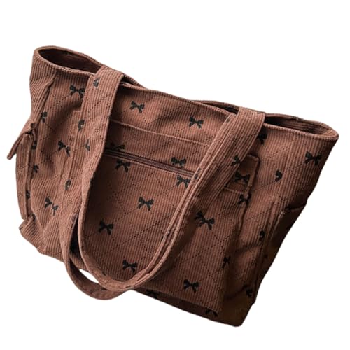 Mumuve Modische Cord-Tasche mit Tragegriff oben, große Kapazität, einzelne Umhängetasche, lässige Handtasche mit geräumigem Innenraum, braun, As shown in the picture (error 1-3cm) von Mumuve