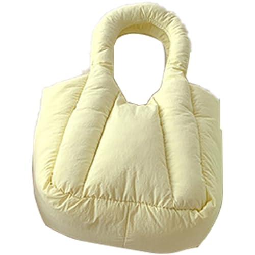 Mumuve Modische Damen-Handtasche, plissiert, mit Tragegriff oben, gepolstert, gesteppt, einfarbig, Umhängetasche mit Kette, gelb, As shown in the picture (3-5cm error) von Mumuve