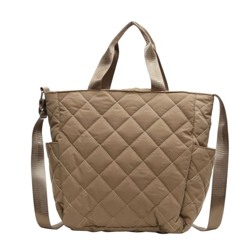 Mumuve Modische gesteppte Stoff-Einkaufstasche mit verstellbarem Riemen, große Kapazität, Schultertaschen für zarte, khaki, As shown in the picture (1-3cm error) von Mumuve