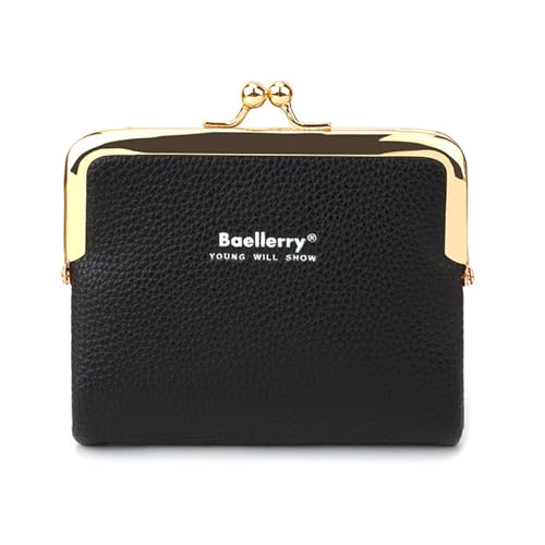 Mumuve Modische kurze Geldbörse für Damen, praktische und stilvolle Münzgeldbörse, Schwarz , As shown in the picture (error 1-3cm) von Mumuve