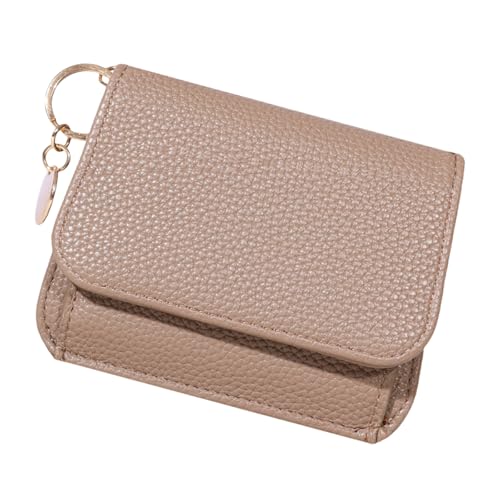 Mumuve Münzbörse im koreanischen Stil, PU-Leder, einfarbig, kleine Geldbörse, kurze Geldbörse, Kartenhalter, dreifach gefaltet, aprikose, 1 von Mumuve