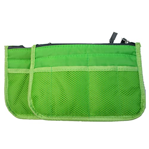 Mumuve Nylon-Kosmetiktasche für Damen, mit doppeltem Reißverschluss, Make-up-Tasche, grün, 28*10*17cm von Mumuve