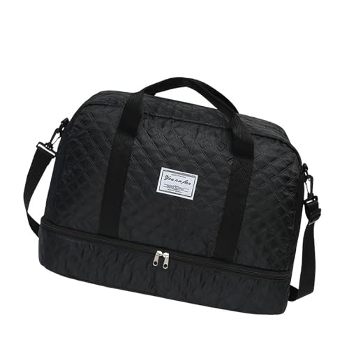 Mumuve Praktische Reise-Sporttasche mit wasserdichter Innenseite und Nass-Trocken-Trennung Schultertasche große Handtasche, Schwarz , 51*25*45cm von Mumuve