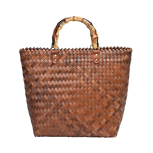 Mumuve Retro-Handtasche aus gewebtem Stroh für Damen, stilvolle und funktionale Tasche für Strand, Urlaub oder Freizeit, Mehrfarbig: 19, As shown in the picture (error 1-3cm) von Mumuve