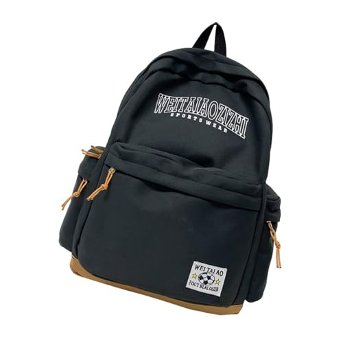 Mumuve Schulrucksack im japanischen Vintage-Stil, mit mehreren Taschen, große Kapazität, Nylon, Schüler-Büchertasche für Herren, Schwarz , As shown in the picture (1-3cm error) von Mumuve