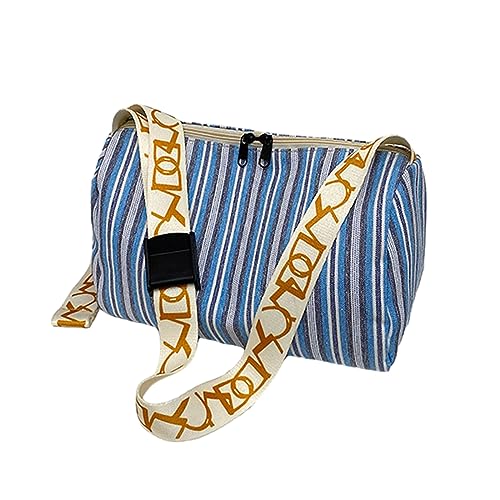 Mumuve Stilvolle, gestreifte Kissen-Tasche, modische und auffällige Schultertasche, Pendlertasche, groß, hellblau, As shown in the picture (error 1-3cm) von Mumuve
