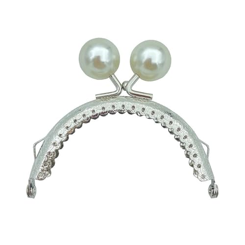 Mumuve Stilvolle Geldbörse mit Metallrahmen und Griff, zum Nähen, Perlmutt, Diameter 8.5cm von Mumuve