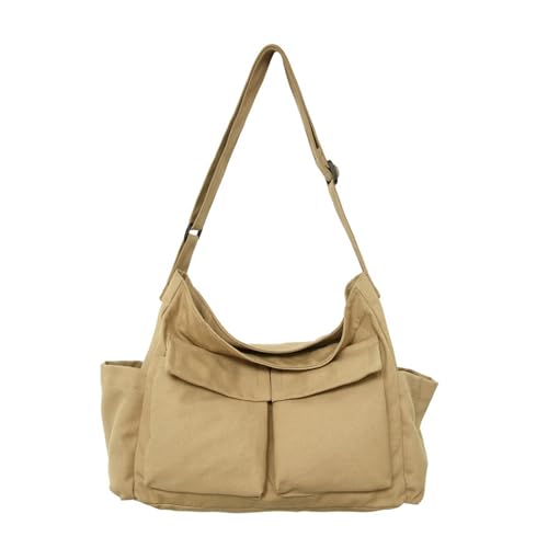 Mumuve Stilvolle Umhängetasche aus Segeltuch mit großer Kapazität für Damen, modische und funktionale Reise-Umhängetasche, khaki, 39*17*32cm von Mumuve