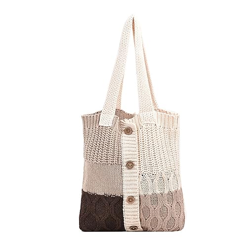 Mumuve Strick-Umhängetasche, gestrickte Handtasche, Geldbörse, gehäkelt, Schultertasche, Strandtasche für Damen, Einkaufstasche, Schultertasche, Mehrfarbig: 3, As shown in the picture (error 1-3cm) von Mumuve