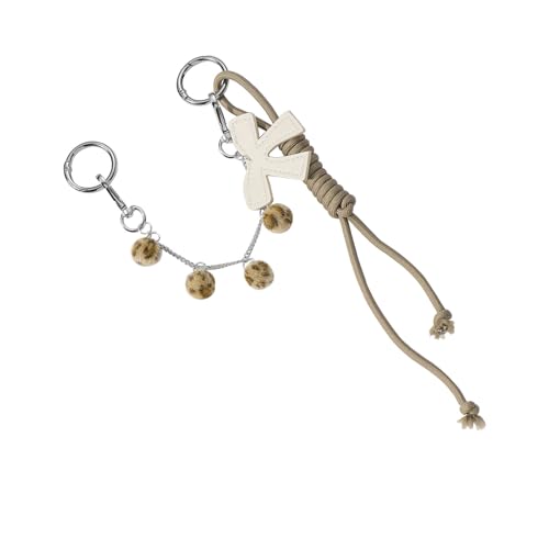 Mumuve Taschenkette, mit Schleife, ästhetische Plüschkugeln, Quasten, Handtaschen-Anhänger für Umhängetasche, Rucksack und Geldbörse, a, 5.85x7.02in von Mumuve