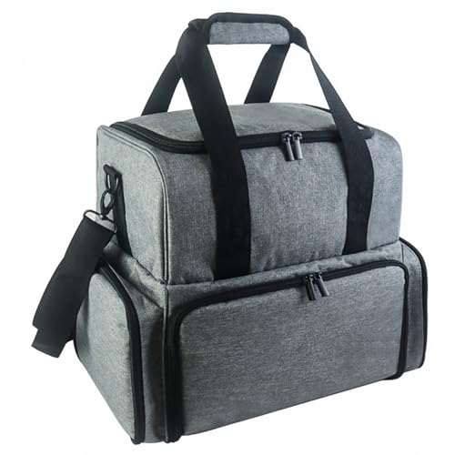 Mumuve Tragbare Nagellack-Aufbewahrungsbox für Flaschen mit doppellagigem Maniküre-Werkzeug-Organizer und Nageltrockner, grau, 40 x 29 x 38 cm von Mumuve