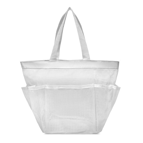 Mumuve Tragbare Netzdusche, faltbare Duschtasche mit 8 Taschen für Bad und Reisen, weiß, As shown in the picture (error 1-3cm) von Mumuve