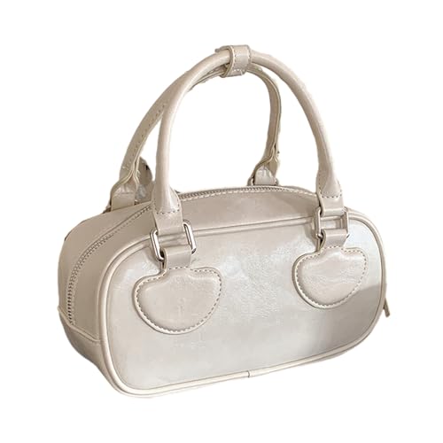 Mumuve Trendige PU-Handtasche mit geräumigem Innenraum, stilvolle Patchwork-Handtasche, auffällige Handtasche für Damen, weiß, 21*9*11.5cm von Mumuve