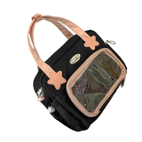 Mumuve Umhängetasche, Abzeichen-Rucksack, transparent, Umhängetasche, Studententasche, Büchertasche, japanischer Stil, Kuriertasche, hübsch, Schwarz , As shown in the picture (1-3cm error) von Mumuve