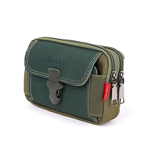 Mumuve Vintage Canvas Hüfttasche Gürtelschlaufe Tragetasche Handy Geldbörse, grün, 8.58x8.58in von Mumuve