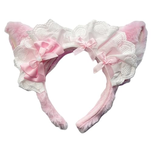 Süßes Mädchen-Stirnband, Kopfschmuck mit Plüsch-Brust-Ohren und Schleife, für Fotografie, Event und Mode-Liebhaber von Mumuve
