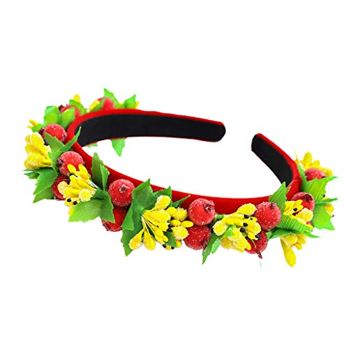 Weihnachts-Stirnband für Damen und Mädchen, handgefertigt, Blumenmuster, Beeren, Wald, Haarreifen, Festival, Party, Kranz, Herren Stirnband von Mumuve