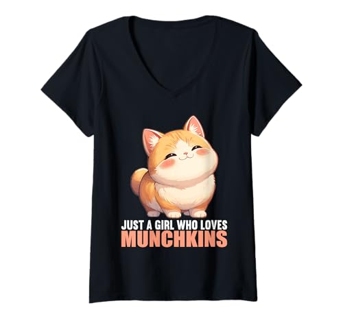 Damen Munchkin Katzen Munchkin Katze T-Shirt mit V-Ausschnitt Damen Munchkin Katzen Munchkin Katze T-Shirt mit V-Ausschnitt von Munchkin Katzen Munchkin Katze Tier Shop