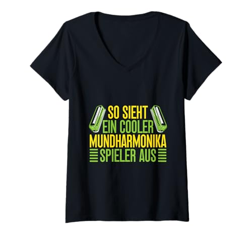 Damen Lustiger Mundharmonika Spieler So Sieht EIN Cooler T-Shirt mit V-Ausschnitt Damen Lustiger Mundharmonika Spieler So Sieht EIN Cooler T-Shirt mit V-Ausschnitt von Mundharmonika Geschenke Für Mundharmonika Musiker