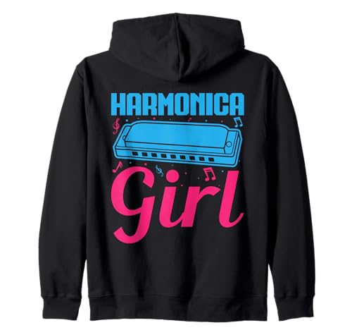 Lustiger Mundharmonika Spieler Girl Mundharmonika Kapuzenjacke von Mundharmonika Geschenke Für Mundharmonika Musiker