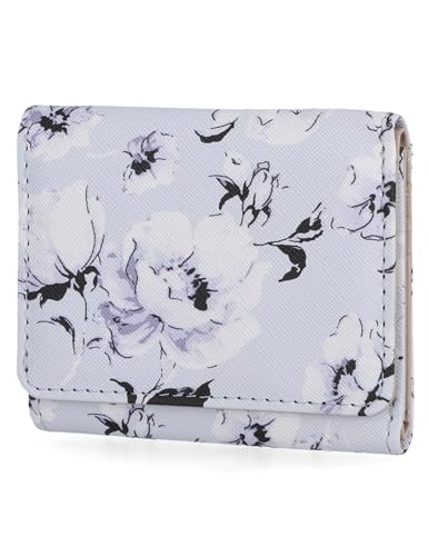 Mundi Anna Indexer Kleine Geldbörse für Damen, schmales Kreditkartenetui mit Münzfach mit Reißverschluss, Bifold Compact Damen Geldbörse mit Ausweisfenster, Blau floral, Einheitsgröße von Mundi