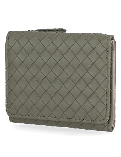 Mundi Anna Indexer Kleine Geldbörse für Damen, schmales Kreditkartenetui mit Münzfach mit Reißverschluss, Bifold Compact Damen Geldbörse mit Ausweisfenster, Sage Woven, Einheitsgröße, Kompakt von Mundi