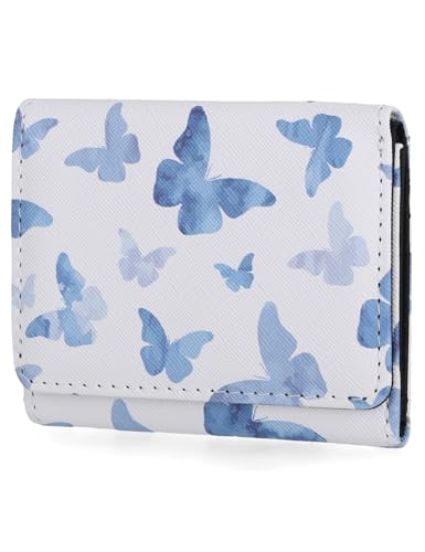 Mundi Anna Indexer Kleine Geldbörse für Damen, schmales Kreditkartenetui mit Münzfach mit Reißverschluss, Bifold Compact Damen Geldbörse mit Ausweisfenster, Schmetterling, Einheitsgröße, Kompakt von Mundi