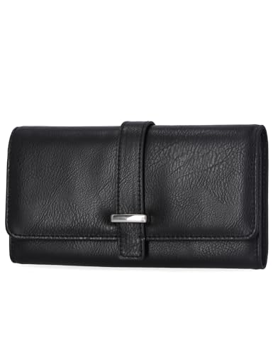 Mundi File Master Damen-Geldbörse, RFID-blockierend, Clutch, Organizer mit Kleingeldfach, Schwarz (Bar), Einheitsgröße von Mundi