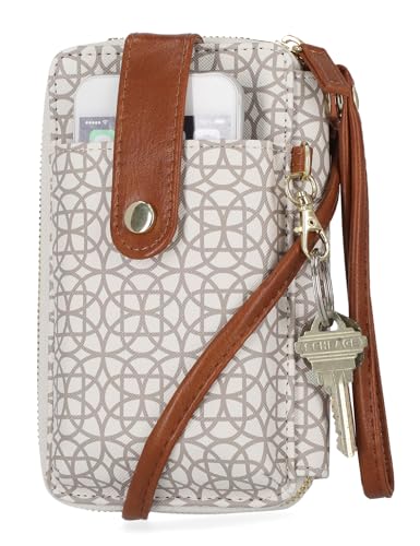 Mundi Jacqui Veganes Leder RFID Damen Crossbody Handy Geldbörse Halter Brieftasche, Bridgehampton Sand von Mundi