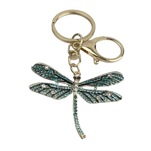 Schlüsselanhänger mit blauer Libelle – Schlüsselanhänger mit blauen Fliegenden Insekten und glänzenden Harzperlen – Schlüsselzubehör für Libellenliebhaber, Insekten, Käfer usw. – von Mundo Llavero