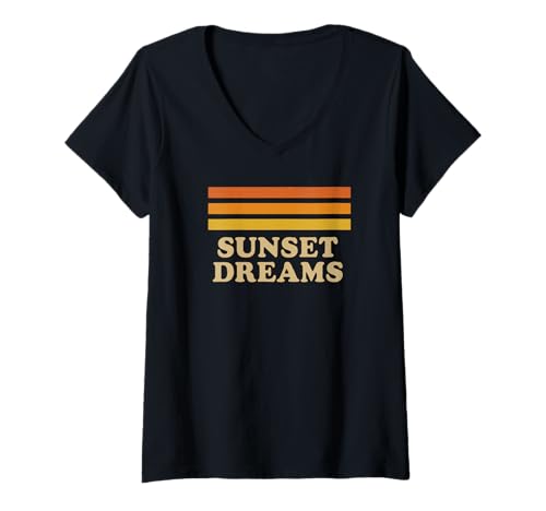 Damen Sunset Dreams T-Shirt mit V-Ausschnitt Damen Sunset Dreams T-Shirt mit V-Ausschnitt von Munich Deluxe