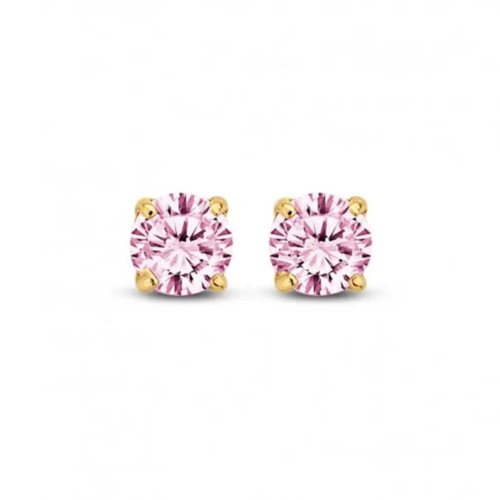 Ohrstecker Rosa Zirkonia 4 Mm - 585Er Gold Zarter Damenschmuck von MunichJewels