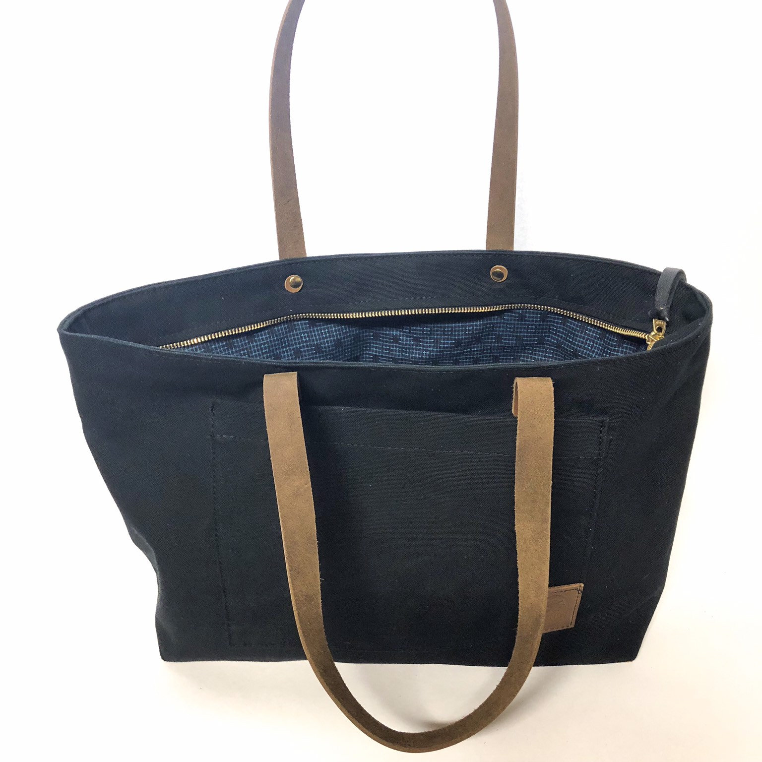 Reißverschluss Tote Mit Vintage Futter Reißverschluss Tote Mit Vintage Futter von MuninLeatherGoods