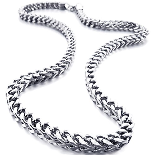 MunkiMix 6MM Breit Rostfreier Stahl Wasserdicht Kette Halskette zum Männer Frauen Jungs Mädchen Kubanische Gliederkette Halsketten Dick Metall Fuchsschwanz Ketten (Silber Farben, 550MM Lange) von MunkiMix