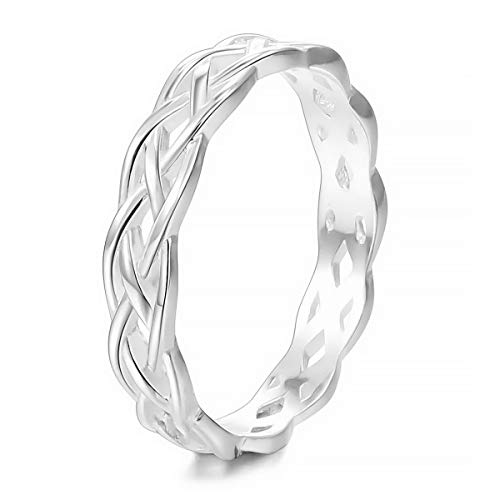 MunkiMix 925 Sterling Silber Band Ring Silber Ton Triquetra Irisch Keltisch Knoten Dreiecksknoten Ewigkeit Ewig Hochzeit Lieben Größe 60 (19.1) Damen von MunkiMix