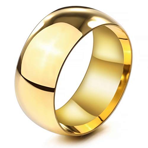 MunkiMix Breite 10mm Edelstahl Ring Band Golden Ton Hochzeit Größe 65 (20.7) Herren,Damen von MunkiMix