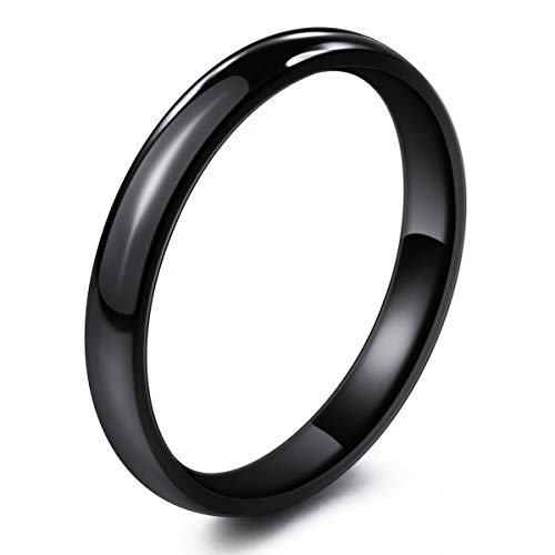 MunkiMix Breite 3mm Edelstahl Band Ring Schwarz Hochzeit Größe 52 (16.6) Herren,Damen von MunkiMix