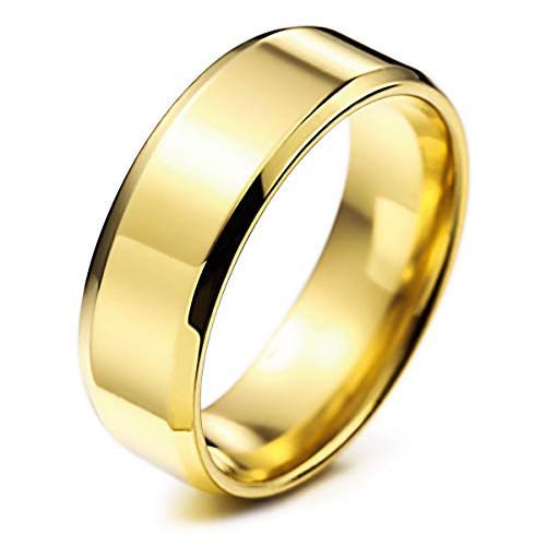 MunkiMix Herren Hochzeit Ringe Wasserdicht zum Frauen Jungs Mädchen Rostfreier Stahl Poliert Herren Hochzeit Bands Versprechen Ring zum Männer 8mm Gold Farbe (Größe 70) von MunkiMix